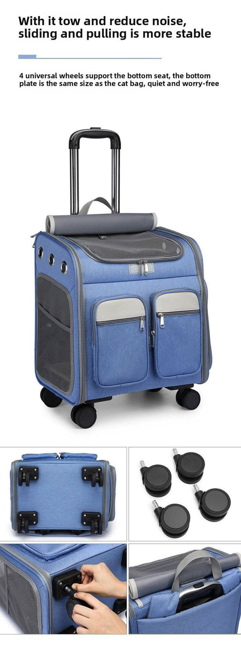 Ultra Large Capacity Pet Luggage Cat Carrier Portable Backpack Breathable Foldable - petsbene