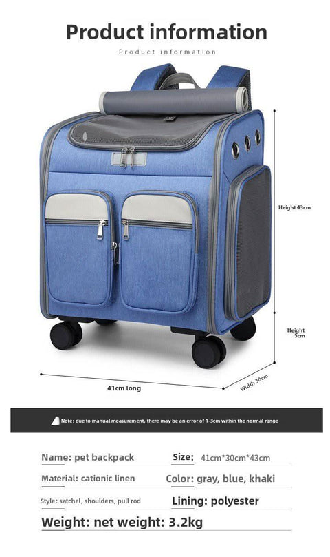 Ultra Large Capacity Pet Luggage Cat Carrier Portable Backpack Breathable Foldable - petsbene