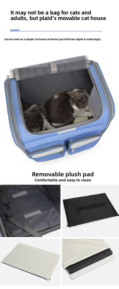 Ultra Large Capacity Pet Luggage Cat Carrier Portable Backpack Breathable Foldable - petsbene