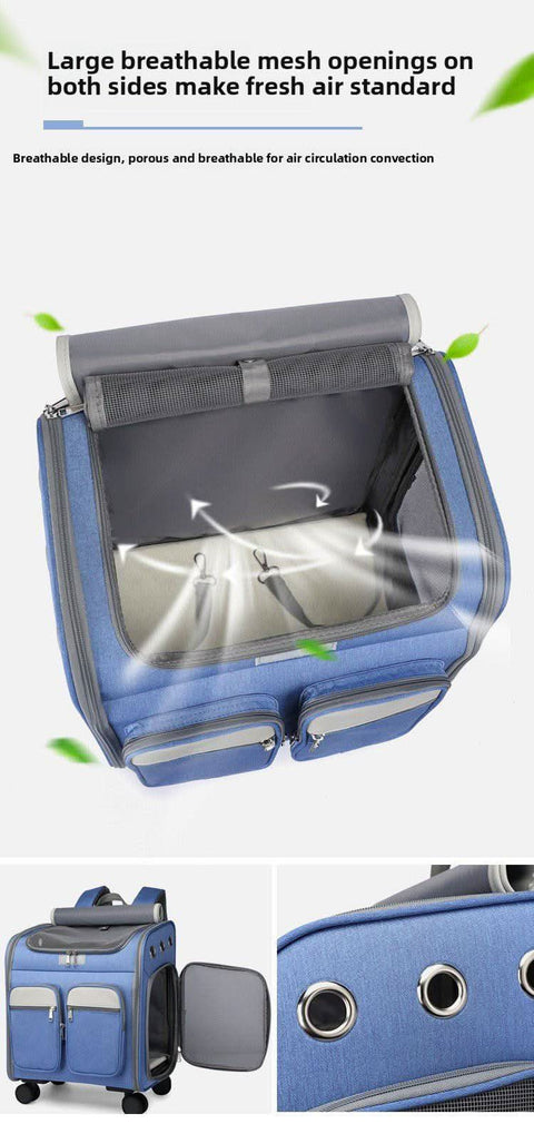 Ultra Large Capacity Pet Luggage Cat Carrier Portable Backpack Breathable Foldable - petsbene